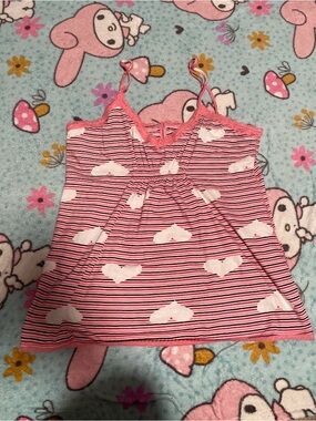 Rue21 Pink and White Striped Heart-Print Camisole